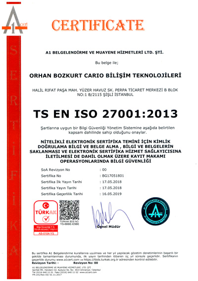 ISO27001 Bilgi Güvenliği Sertifikası